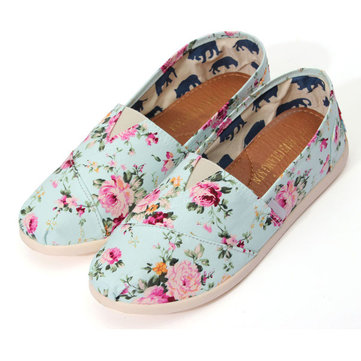 Floraux simples chaussures de toile de loisirs femmes chaussures à talons plats& 